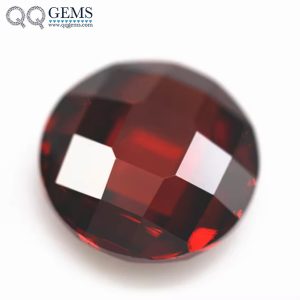 Round Shape Double Checker Board Cut Garnet/dark Garnet Cubic Zirconia Loose Gems