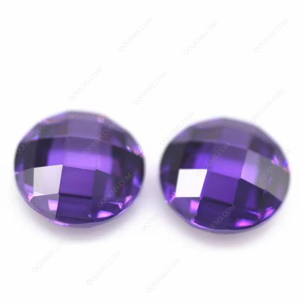 Violet/dark Violet 5A Cubic Zirconia Loose Gems Synthetic Round Shape Grid Cut CZ Stones - Image 3