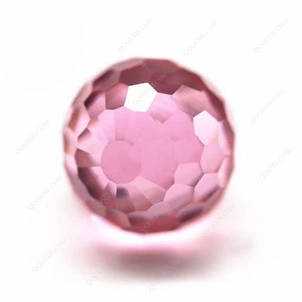Pink Cubic Zirconia Loose Gems Synthetic Faceted Ball Beads CZ Stones with Drill Hole for Bracelets - Image 2