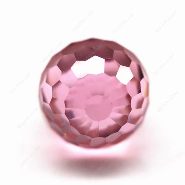 Pink Cubic Zirconia Loose Gems Synthetic Faceted Ball Beads CZ Stones with Drill Hole for Bracelets - Image 3