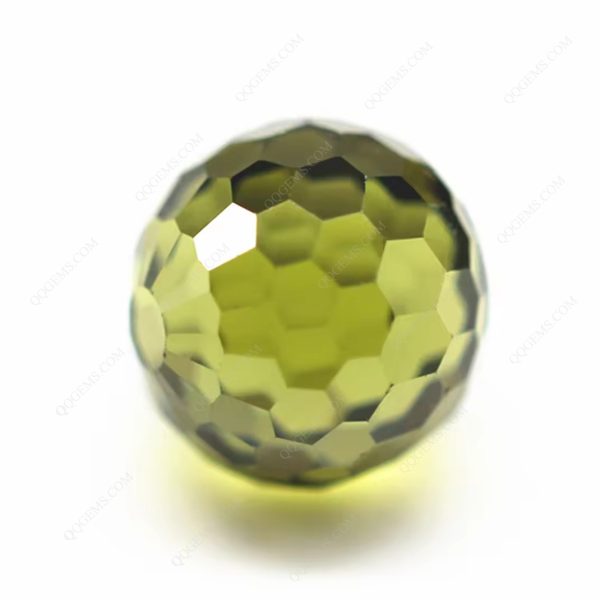 Peridot/D-peridot Cubic Zirconia Beads Gems Synthetic Sphere Shape Faceted Ball Beads CZ Stones - Image 3