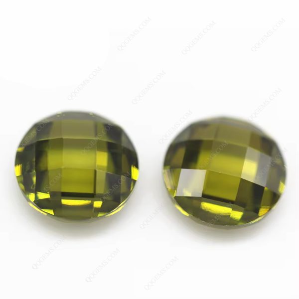 Peridot/dark Peridot Cubic Zirconia Loose Gems Synthetic Round Grid Cut CZ Stones - Image 2