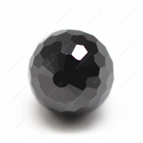 Black Cubic Zirconia Loose Gems Synthetic Faceted Ball Beads CZ Stones with Drill Holes - Image 2