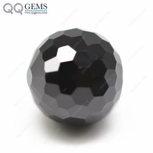 Black Cubic Zirconia Loose Gems Synthetic Faceted Ball Beads CZ Stones with Drill Holes