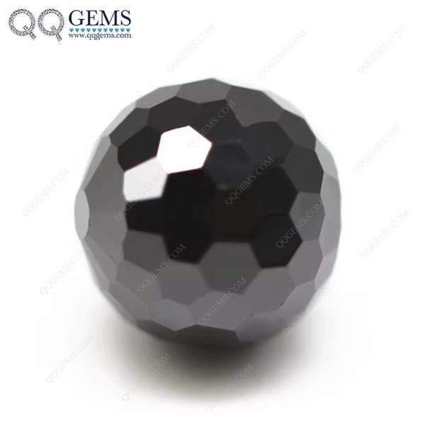 Black Cubic Zirconia Loose Gems Synthetic Faceted Ball Beads CZ Stones with Drill Holes