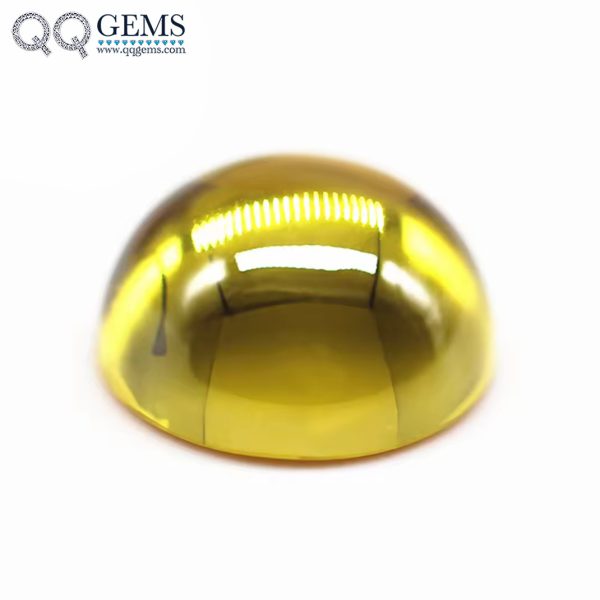 Cabochon Cut Golden Yellow Cubic Zirconia Loose Gemstones Synthetic Round Cabochon Cut CZ Stones