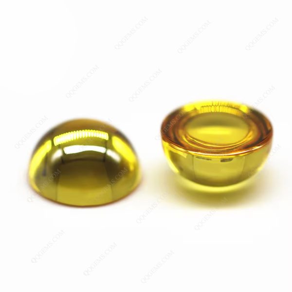 Cabochon Cut Golden Yellow Cubic Zirconia Loose Gemstones Synthetic Round Cabochon Cut CZ Stones - Image 4