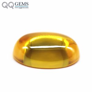 Golden Yellow Cubic Zirconia Loose Gemstones Synthetic Oval Cabochon Cut CZ Stones