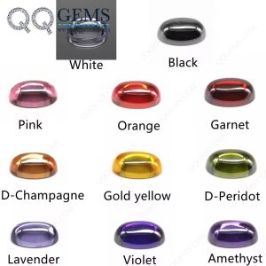 Multi Color 5A Cubic Zirconia Loose Gemstone Synthetic Oval Cabochon Cut CZ Stones