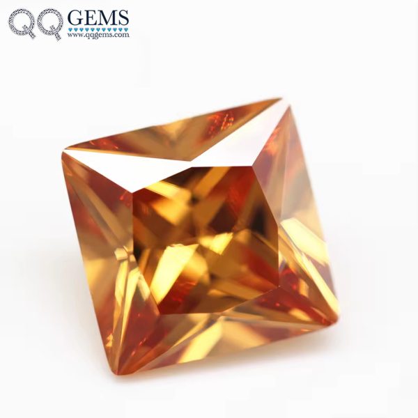 Champagne/dark champagne Princess Cut Cubic Zirconia Loose Gemstones - Image 5