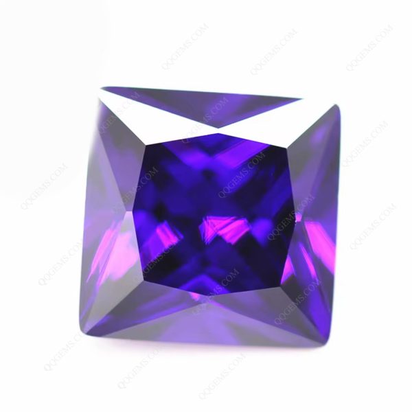 Violet/dark Violet square Shape Princess Cut Cubic Zirconia Loose Gemstones - Image 5
