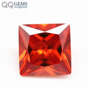 Orange/orange Red Cubic Zirconia Loose Gemstones Synthetic square Shape CZ Stones
