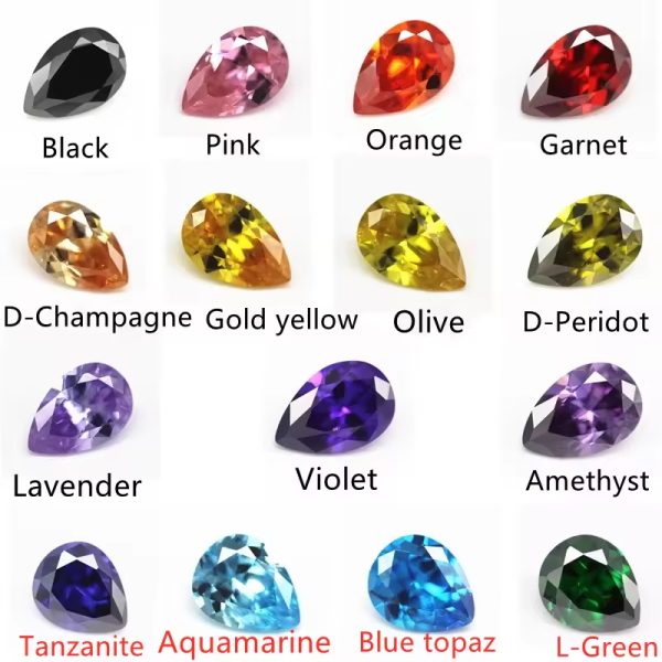 Amethyst/D-amethyst Cubic Zirconia Loose Gemstones Synthetic Faceted Cut Pear Shape CZ Stones - Image 6
