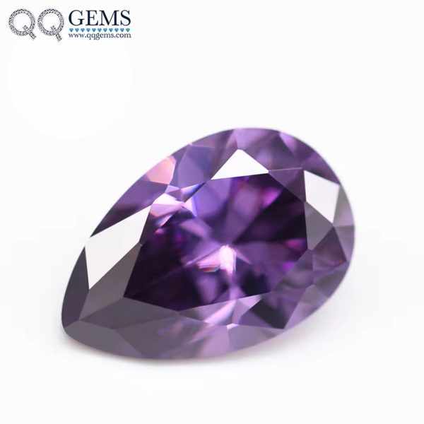 Amethyst/D-amethyst Cubic Zirconia Loose Gemstones Synthetic Faceted Cut Pear Shape CZ Stones