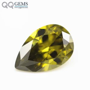 Peridot/dark Peridot Cubic Zirconia Loose Gemstones Synthetic Faceted Cut Pear Shape CZ Stones