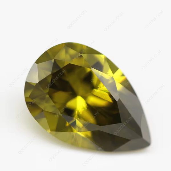 Peridot/dark Peridot Cubic Zirconia Loose Gemstones Synthetic Faceted Cut Pear Shape CZ Stones - Image 2