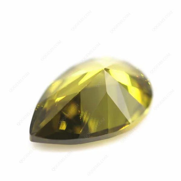 Peridot/dark Peridot Cubic Zirconia Loose Gemstones Synthetic Faceted Cut Pear Shape CZ Stones - Image 3