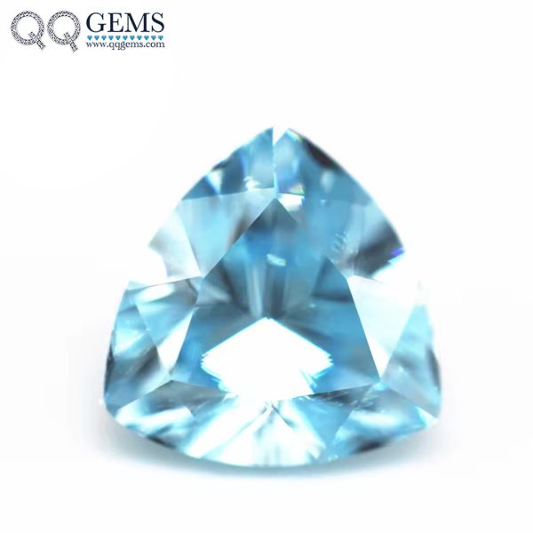 Faceted Cut Trillion Shape Aquamarine Color Cubic Zirconia Loose Gemstones CZ Stones  - Image 3