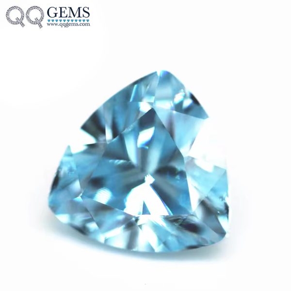 Faceted Cut Trillion Shape Aquamarine Color Cubic Zirconia Loose Gemstones CZ Stones  - Image 4