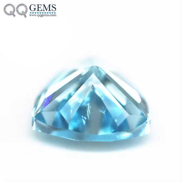 Faceted Cut Trillion Shape Aquamarine Color Cubic Zirconia Loose Gemstones CZ Stones  - Image 2
