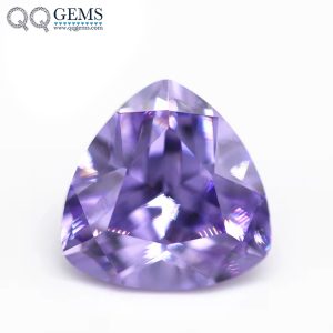 Violet/dark Violet Trillion Cut Cubic Zirconia Loose Gemstone Synthetic Machine Cut Triangle Shape