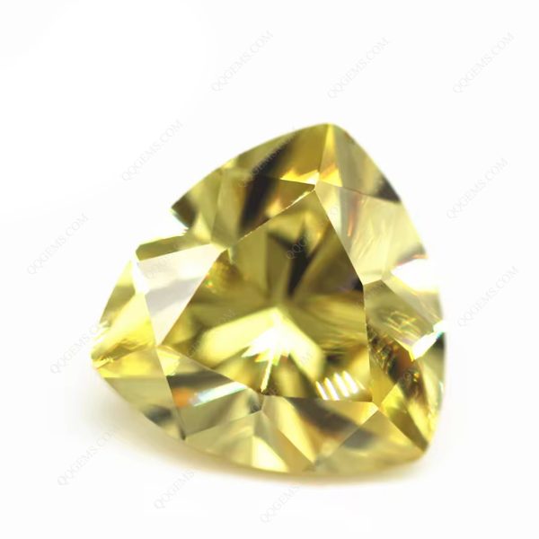 Lemon Color Faceted Cut Trillion Shape Cubic Zirconia Loose Gems Synthetic Trillion Cutting CZ - Image 2