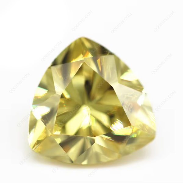 Lemon Color Faceted Cut Trillion Shape Cubic Zirconia Loose Gems Synthetic Trillion Cutting CZ - Image 3
