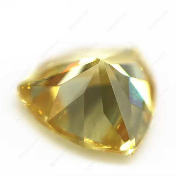 Lemon Color Faceted Cut Trillion Shape Cubic Zirconia Loose Gems Synthetic Trillion Cutting CZ - Image 4