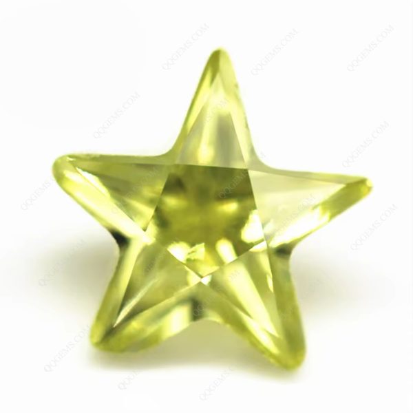 Olive Color Five Pointed Star Cubic Zirconia Loose Gemstone Synthetic Pentagram Zircon Star Cut CZ Stones  - Image 3