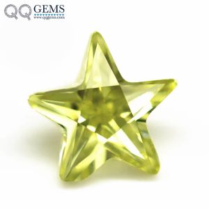 Olive Color Five Pointed Star Cubic Zirconia Loose Gemstone Synthetic Pentagram Zircon Star Cut CZ Stones 