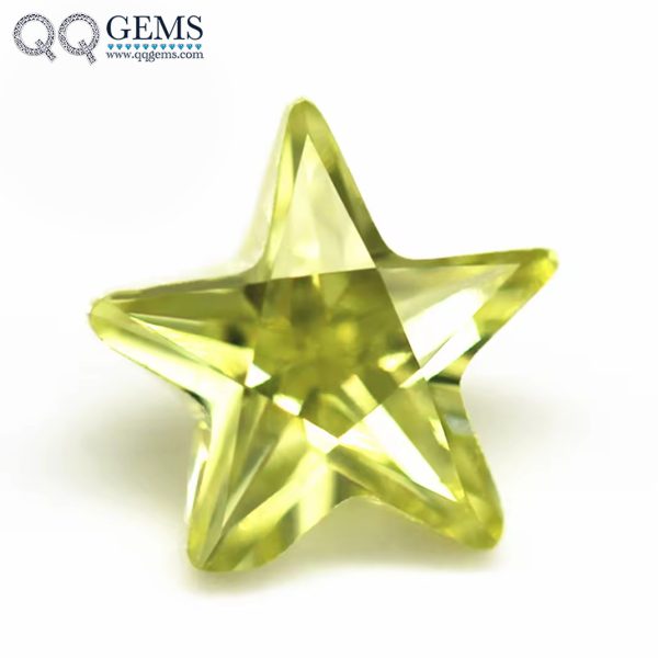 Olive Color Five Pointed Star Cubic Zirconia Loose Gemstone Synthetic Pentagram Zircon Star Cut CZ Stones 