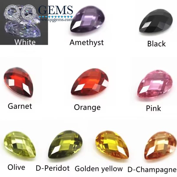 Yellow Pear Double Checker Board Cut Cubic Zirconia Loose Stones Artificial Pear Shape Double Turtle Face Cut CZ Gemstones - Image 7