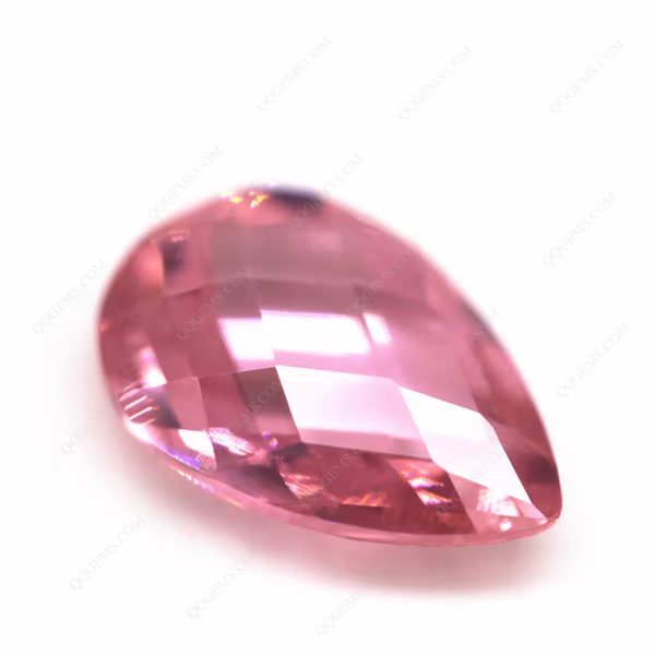 Pear Double Checker Board Cut Cubic Zirconia pink CZ Gemstones Artificial Grid Cut Pear Shape CZ Stones - Image 2