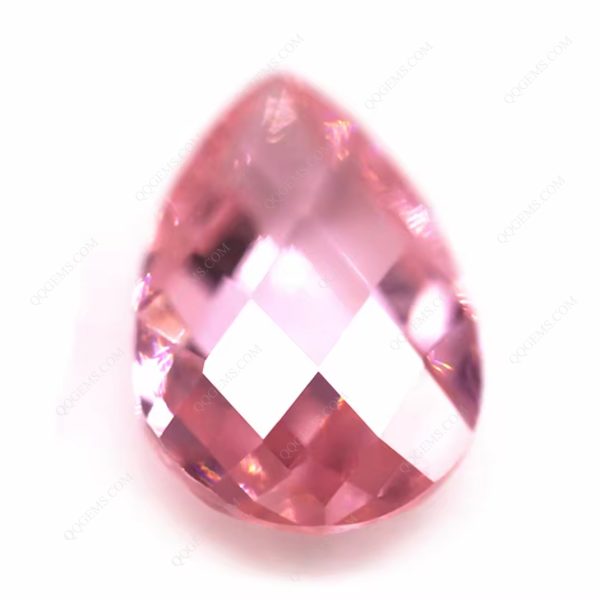 Pear Double Checker Board Cut Cubic Zirconia pink CZ Gemstones Artificial Grid Cut Pear Shape CZ Stones - Image 4