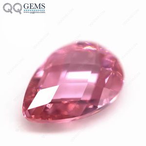 Pear Double Checker Board Cut Cubic Zirconia pink CZ Gemstones Artificial Grid Cut Pear Shape CZ Stones