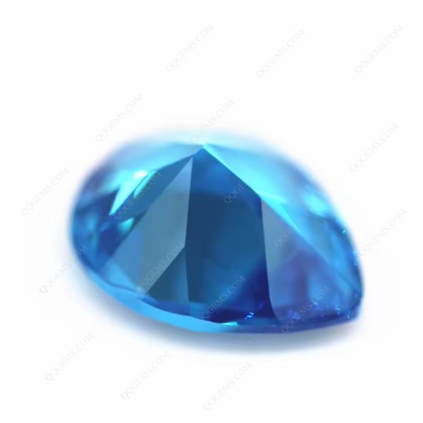 5A Grade 3*5mm-10*14mm Pear Machine Cut Aqua Blue/blue Topaz Color Cubic Zirconia Loose Gemstone Synthetic Pear Shape CZ Stones - Image 2