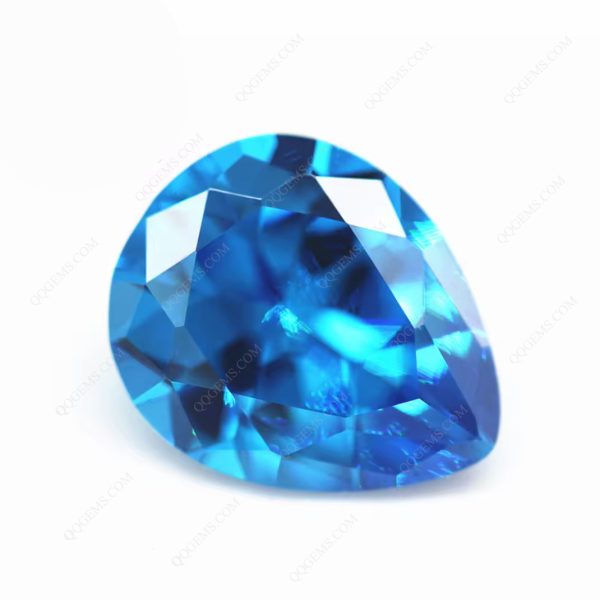 5A Grade 3*5mm-10*14mm Pear Machine Cut Aqua Blue/blue Topaz Color Cubic Zirconia Loose Gemstone Synthetic Pear Shape CZ Stones - Image 3