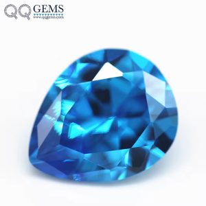 5A Grade 3*5mm-10*14mm Pear Machine Cut Aqua Blue/blue Topaz Color Cubic Zirconia Loose Gemstone Synthetic Pear Shape CZ Stones
