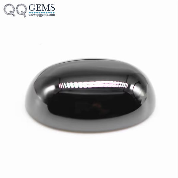 Black Cubic Zirconia Loose Gems Synthetic Oval Cabochon Cut CZ Stones