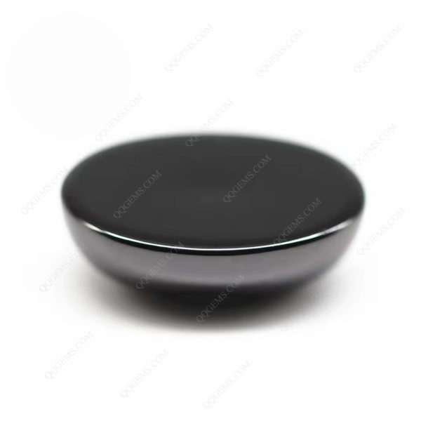 Black Cubic Zirconia Loose Gems Synthetic Oval Cabochon Cut CZ Stones - Image 2