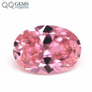 Oval Shape Pink Cubic Zirconia Loose Gemstones Artificial Oval Faceted Cut CZ Stones