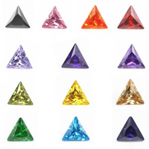 Multi Color Triangle Cut Cubic Zirconia Loose Gemstones Synthetic Faceted Cut Triangle Shape CZ Stones 