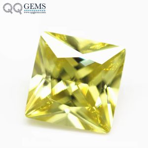 Olive Color square Princess Cut Cubic Zirconia Loose Gemstones Synthetic square CZ Stones
