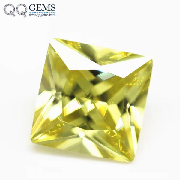 Olive Color square Princess Cut Cubic Zirconia Loose Gemstones Synthetic square CZ Stones