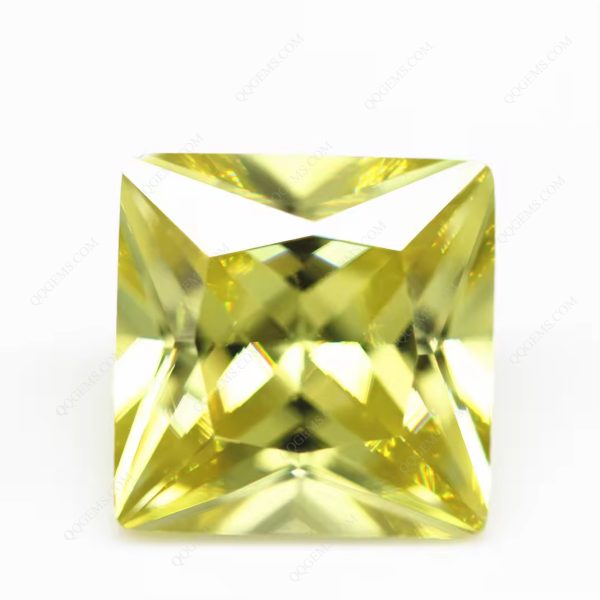 Olive Color square Princess Cut Cubic Zirconia Loose Gemstones Synthetic square CZ Stones - Image 2