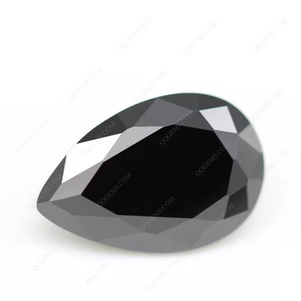 Black Color Cubic Zirconia Loose Gemstones Synthetic Pear Shape Faceted Cut CZ Stones - Image 2