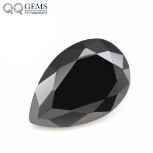Black Color Cubic Zirconia Loose Gemstones Synthetic Pear Shape Faceted Cut CZ Stones