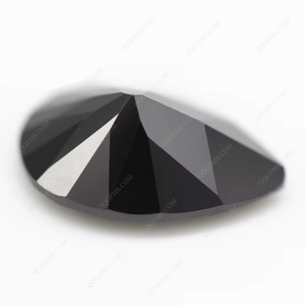 Black Color Cubic Zirconia Loose Gemstones Synthetic Pear Shape Faceted Cut CZ Stones - Image 4