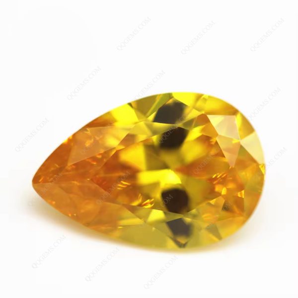 Golden Yellow Cubic Zirconia Loose Gemstones Synthetic Faceted Cut Pear Shape CZ Stones - Image 2