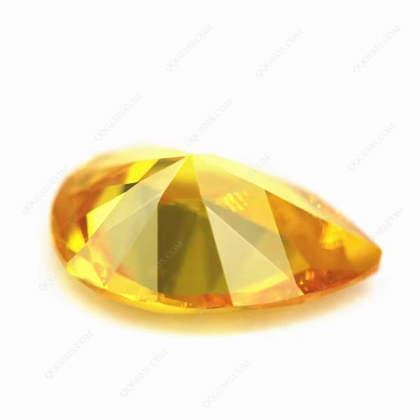 Golden Yellow Cubic Zirconia Loose Gemstones Synthetic Faceted Cut Pear Shape CZ Stones - Image 4